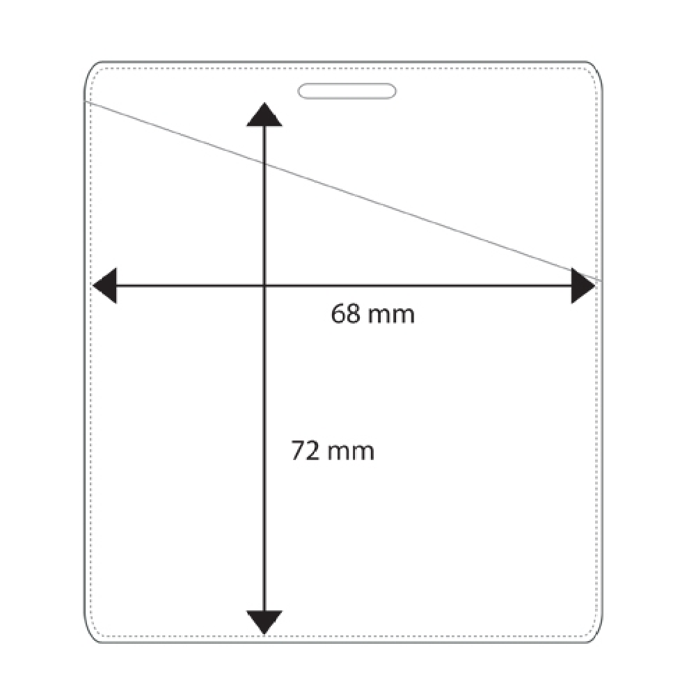Plastficka vertikal, 68x72 mm, snedställd öppning <br> Art.nr 17323-0000