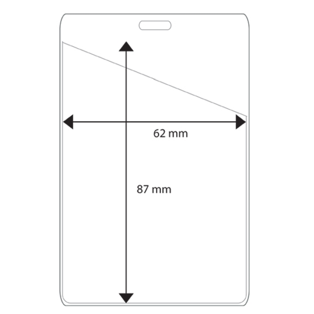 Plastficka vertikal, 62x87 mm, vinklad öppning <br> Art.nr 17823-0000