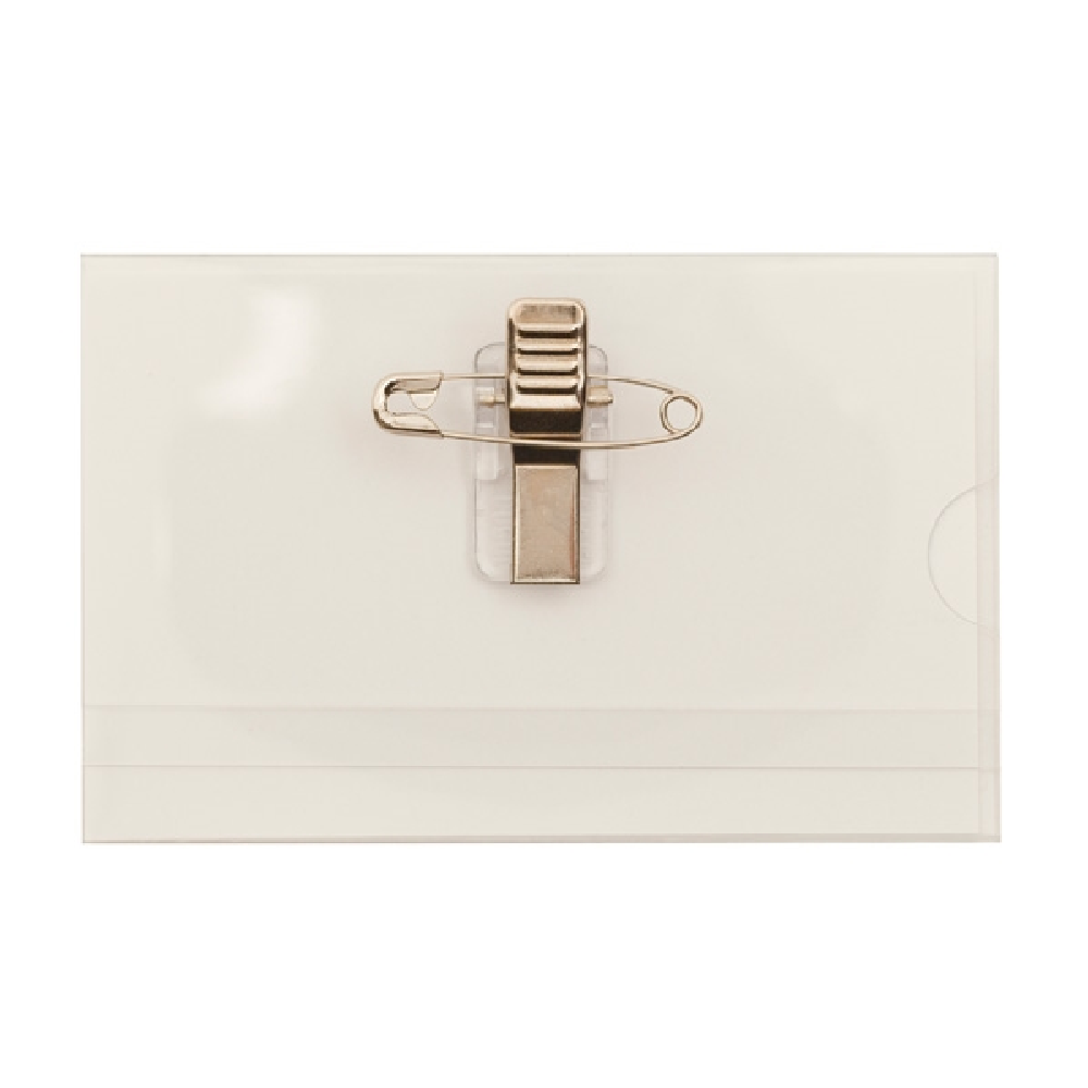Kongressbricka horisontell 90x57 mm, säkerhetsnål, clip <br> Art.nr A0016