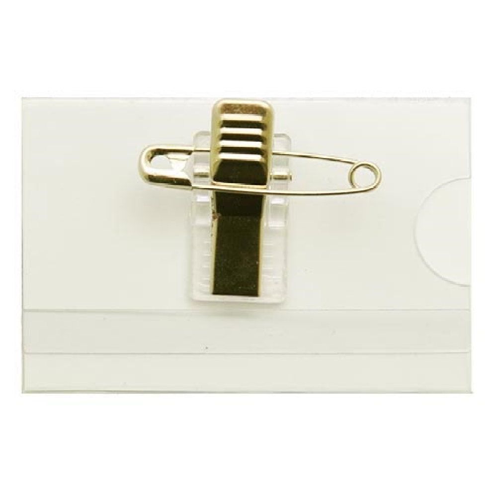 Kongressbricka horisontell, 60x40mm, säkerhetsnål, clip <br> Art.nr A0024-B