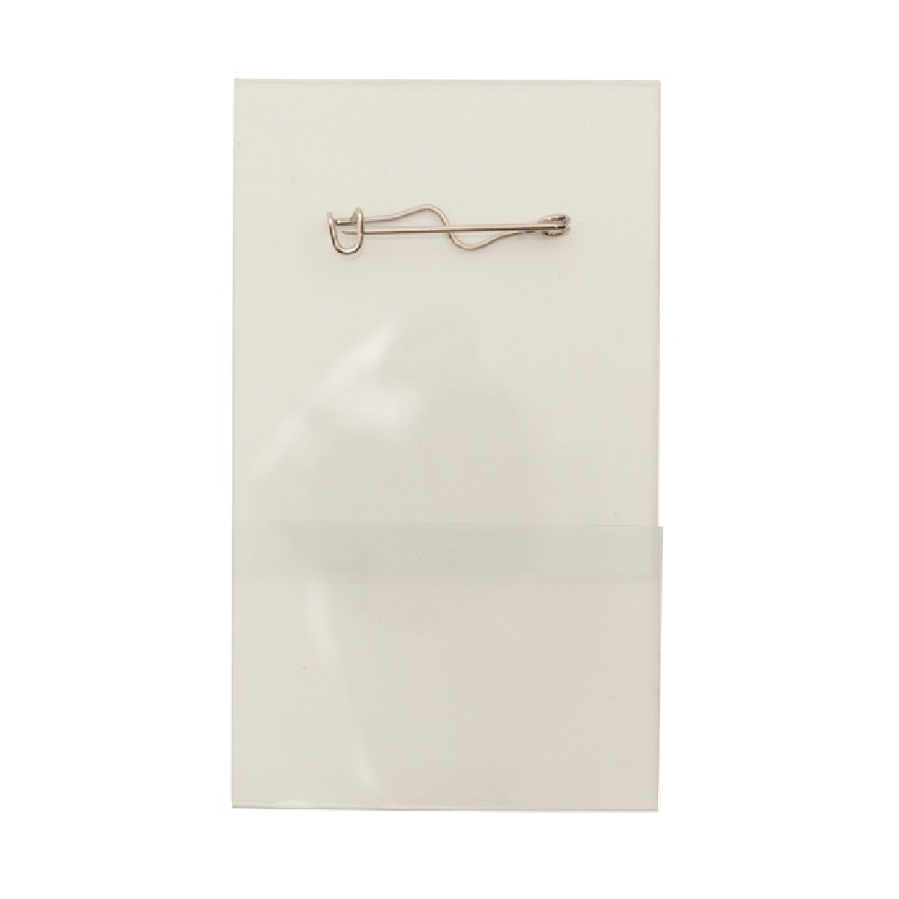 Kongressbricka vertikal, 58x93 mm, med säkerhetsnål <br> Art.nr A0067