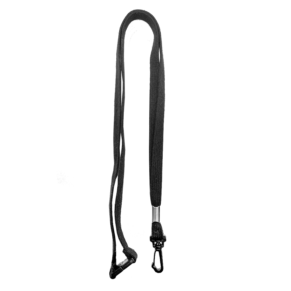 Lanyard 10mm, bomull, svart med platskrok <br> ART.NR 39711-0010